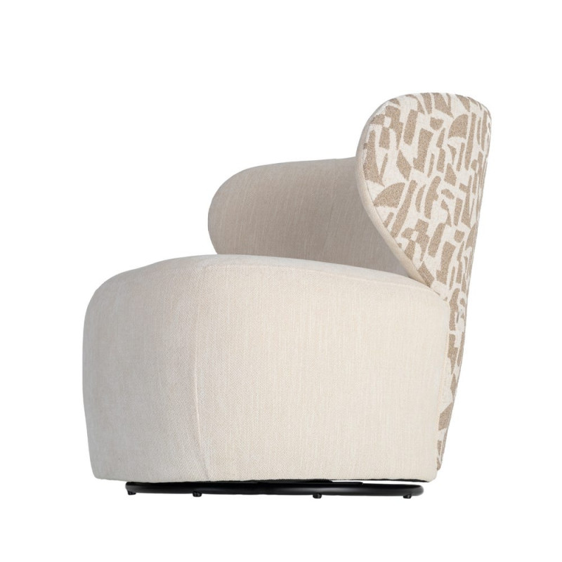 Fauteuil pivotant beige crème à motif graphique 73x68x74 cm Arelano Ixia - 8