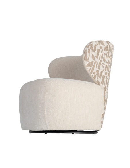 Fauteuil pivotant beige crème à motif graphique 73x68x74 cm Arelano Ixia - 8