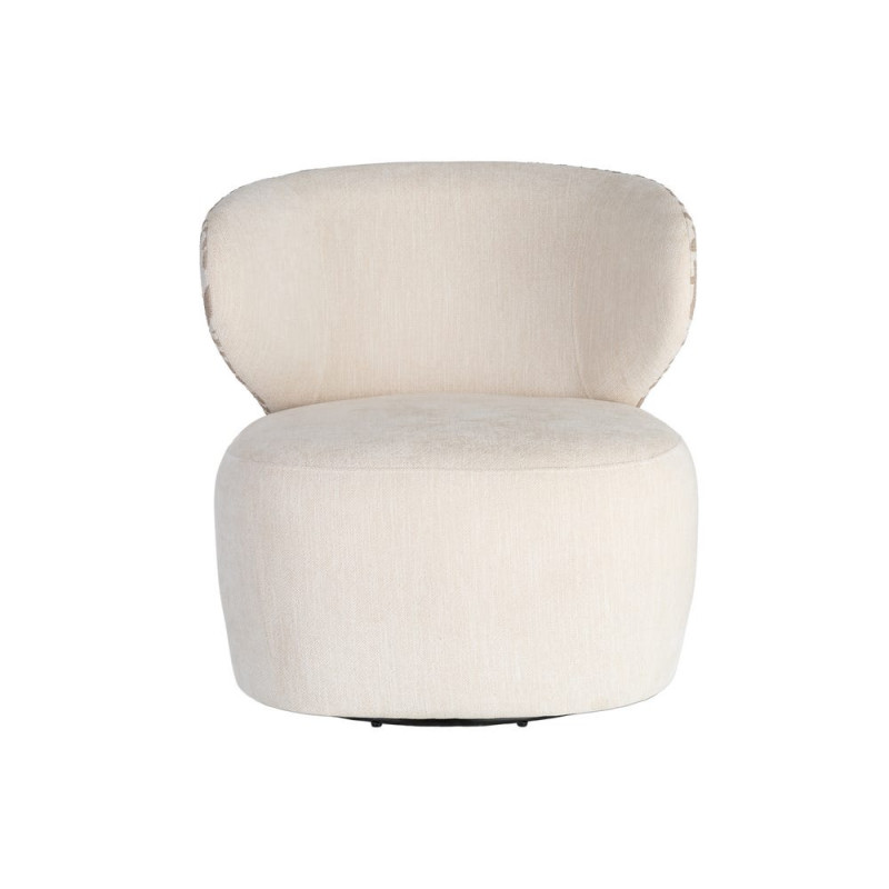 Fauteuil pivotant beige crème à motif graphique 73x68x74 cm Arelano Ixia - 9