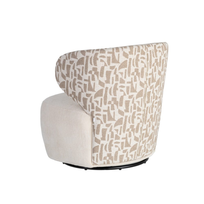 Fauteuil pivotant beige crème à motif graphique 73x68x74 cm Arelano Ixia - 12