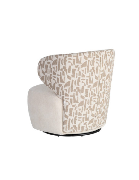 Fauteuil pivotant beige crème à motif graphique 73x68x74 cm Arelano Ixia - 12