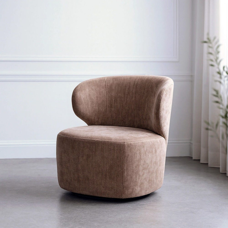 Fauteuil pivotant taupe en tissu 73x68x74 cm Virenedo Ixia - 2