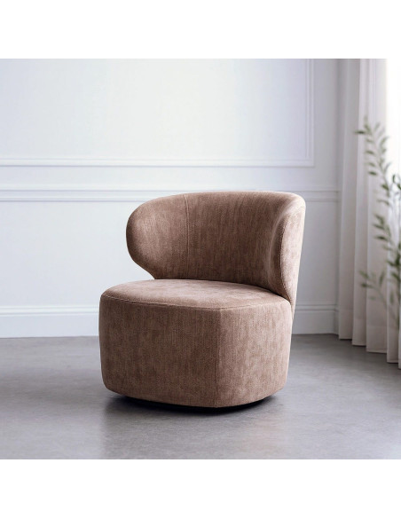 Fauteuil pivotant taupe en tissu 73x68x74 cm Virenedo Ixia - 2