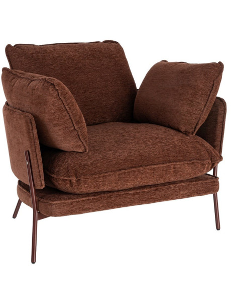 Fauteuil lounge marron chocolat en tissu et métal 95x80x79 cm Barelero Ixia - 1