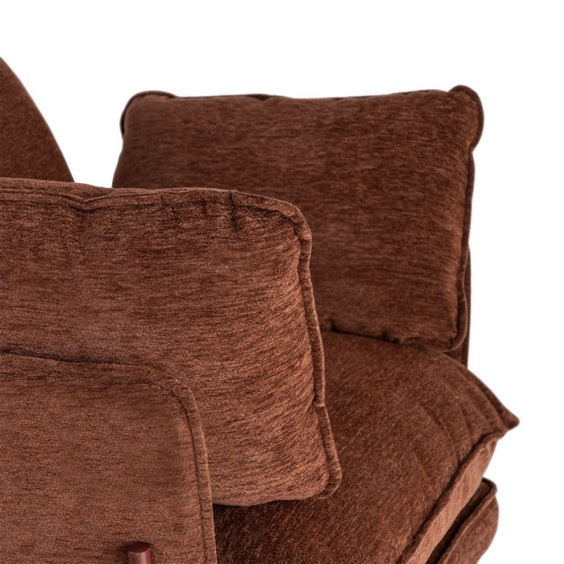 Fauteuil lounge marron chocolat en tissu et métal 95x80x79 cm Barelero Ixia - 3