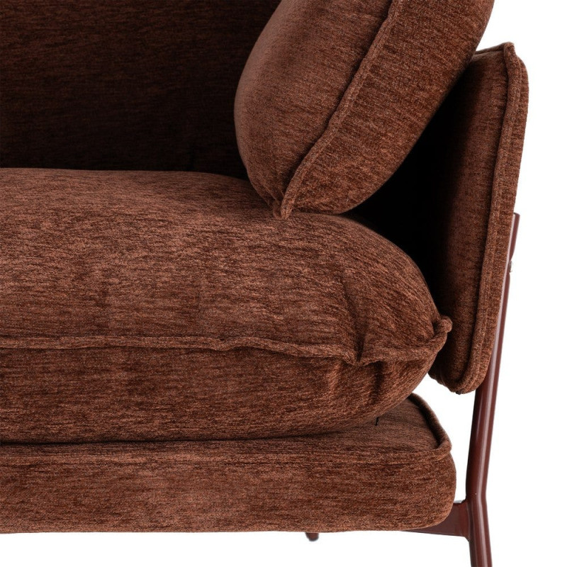 Fauteuil lounge marron chocolat en tissu et métal 95x80x79 cm Barelero Ixia - 4