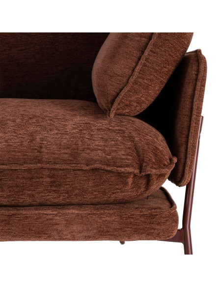 Fauteuil lounge marron chocolat en tissu et métal 95x80x79 cm Barelero Ixia - 4