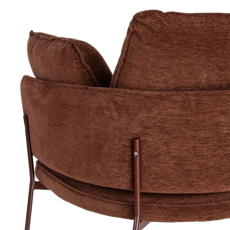 Fauteuil lounge marron chocolat en tissu et métal 95x80x79 cm Barelero Ixia - 5