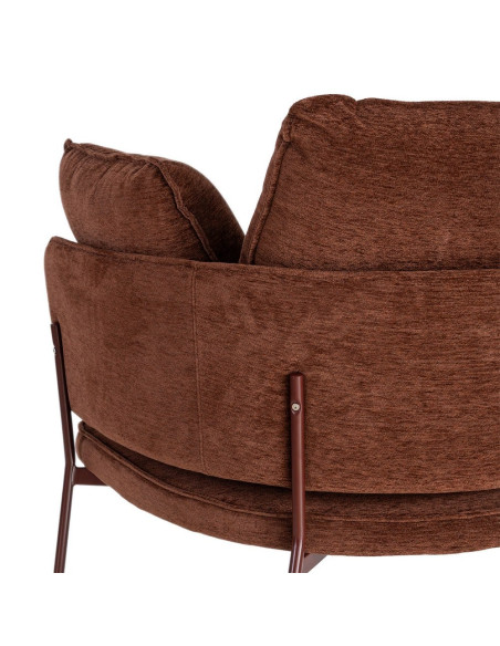 Fauteuil lounge marron chocolat en tissu et métal 95x80x79 cm Barelero Ixia - 5