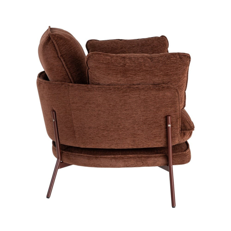 Fauteuil lounge marron chocolat en tissu et métal 95x80x79 cm Barelero Ixia - 6