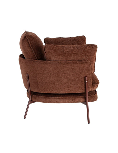 Fauteuil lounge marron chocolat en tissu et métal 95x80x79 cm Barelero Ixia - 6