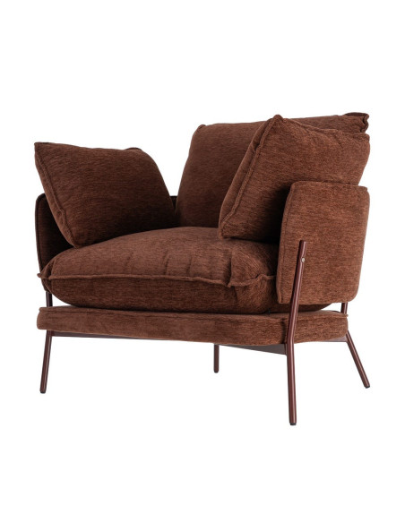 Fauteuil lounge marron chocolat en tissu et métal 95x80x79 cm Barelero Ixia - 8
