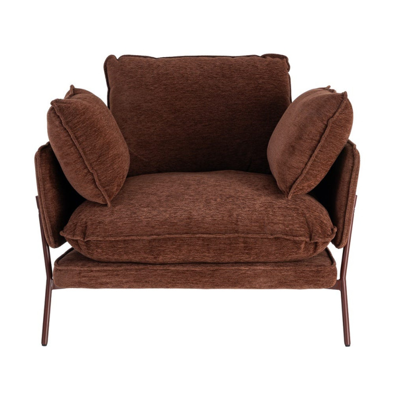 Fauteuil lounge marron chocolat en tissu et métal 95x80x79 cm Barelero Ixia - 9
