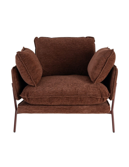 Fauteuil lounge marron chocolat en tissu et métal 95x80x79 cm Barelero Ixia - 9