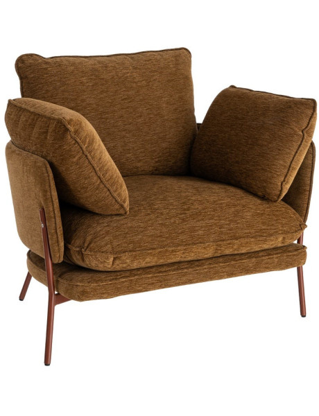 Fauteuil lounge caramel en tissu et métal 95x80x79 cm Barelero Ixia - 1