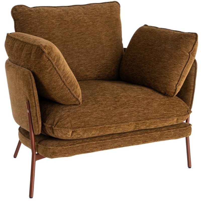 Fauteuil lounge caramel en tissu et métal 95x80x79 cm Barelero Ixia - 1