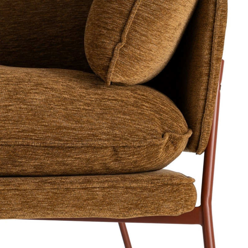 Fauteuil lounge caramel en tissu et métal 95x80x79 cm Barelero Ixia - 4