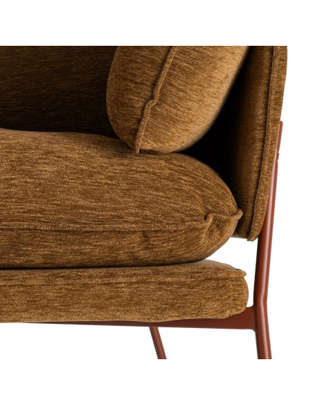 Fauteuil lounge caramel en tissu et métal 95x80x79 cm Barelero Ixia - 4