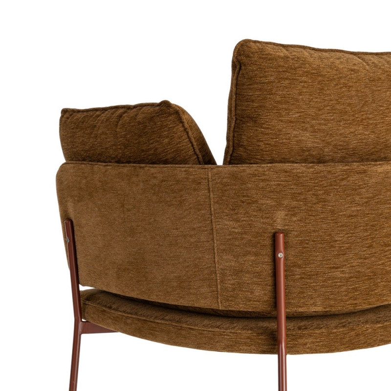 Fauteuil lounge caramel en tissu et métal 95x80x79 cm Barelero Ixia - 5