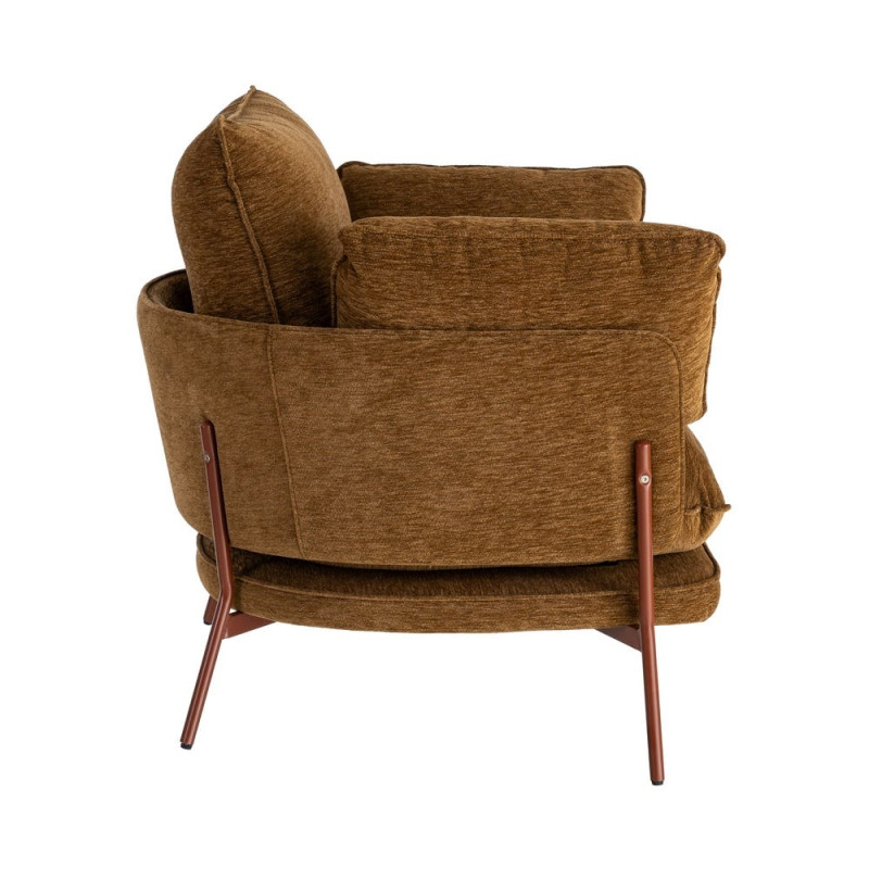 Fauteuil lounge caramel en tissu et métal 95x80x79 cm Barelero Ixia - 6