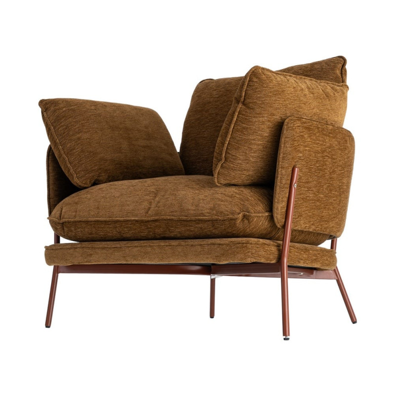 Fauteuil lounge caramel en tissu et métal 95x80x79 cm Barelero Ixia - 8