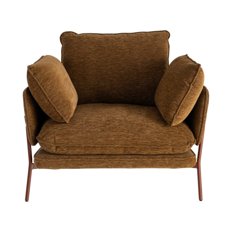 Fauteuil lounge caramel en tissu et métal 95x80x79 cm Barelero Ixia - 9