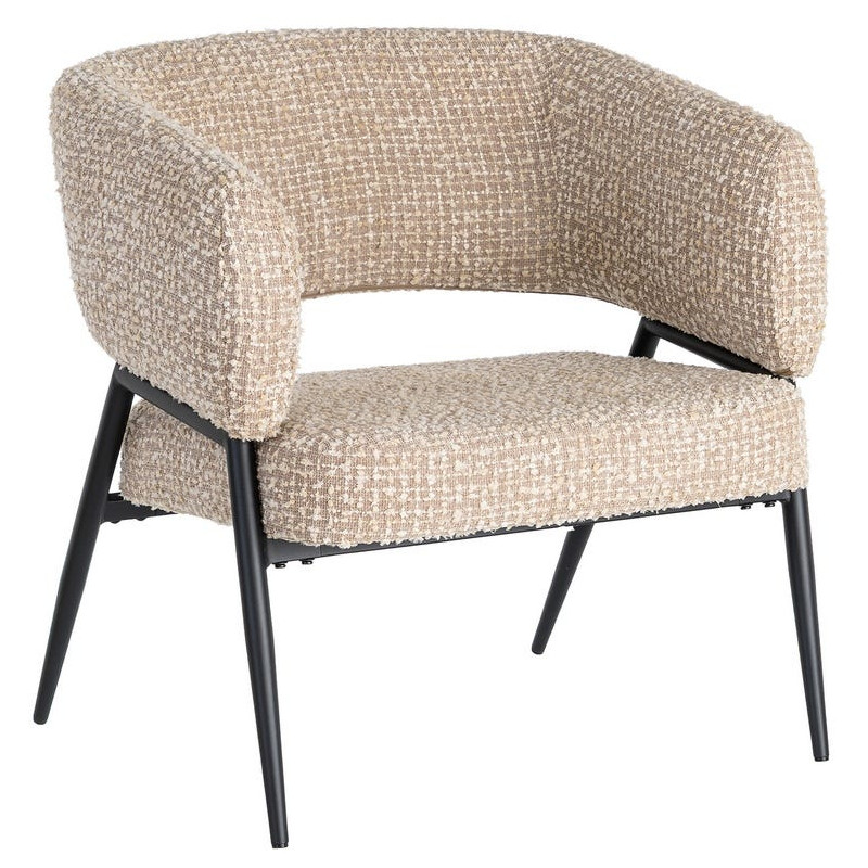 Lot de 2 fauteuils beige grège en tissu et métal noir 71x70x75 cm Almarino Ixia - 1
