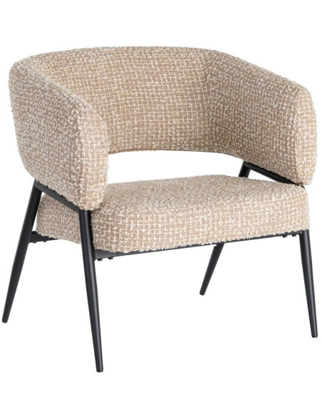 Lot de 2 fauteuils beige grège en tissu et métal noir 71x70x75 cm Almarino Ixia - 1