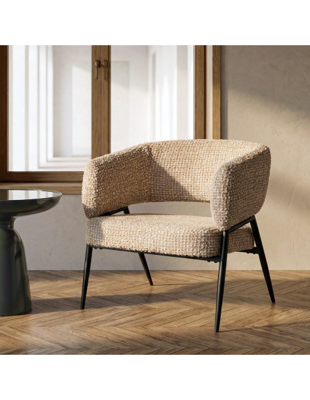 Lot de 2 fauteuils beige grège en tissu et métal noir 71x70x75 cm Almarino Ixia - 2