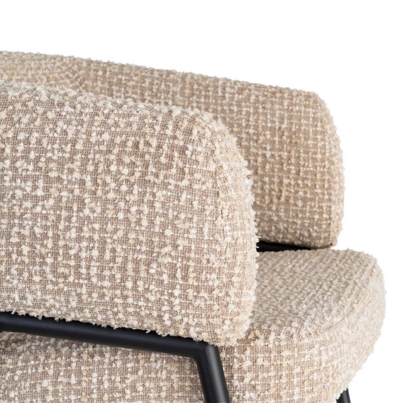 Lot de 2 fauteuils beige grège en tissu et métal noir 71x70x75 cm Almarino Ixia - 3