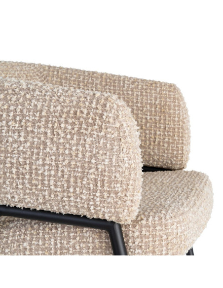 Lot de 2 fauteuils beige grège en tissu et métal noir 71x70x75 cm Almarino Ixia - 3