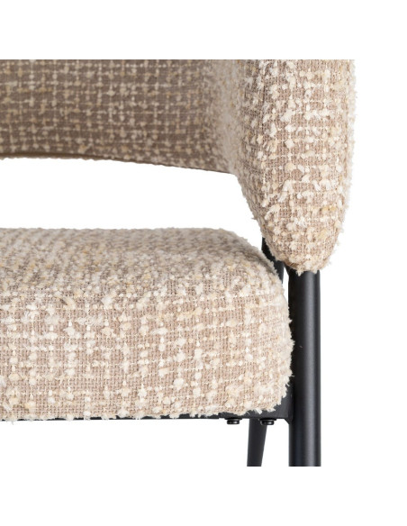 Lot de 2 fauteuils beige grège en tissu et métal noir 71x70x75 cm Almarino Ixia - 4