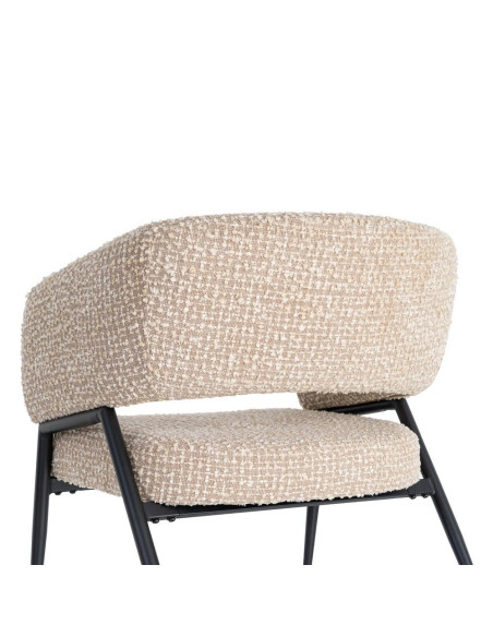 Lot de 2 fauteuils beige grège en tissu et métal noir 71x70x75 cm Almarino Ixia - 5