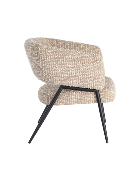 Lot de 2 fauteuils beige grège en tissu et métal noir 71x70x75 cm Almarino Ixia - 6