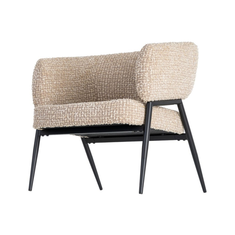 Lot de 2 fauteuils beige grège en tissu et métal noir 71x70x75 cm Almarino Ixia - 8