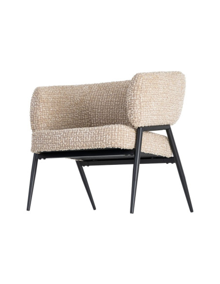 Lot de 2 fauteuils beige grège en tissu et métal noir 71x70x75 cm Almarino Ixia - 8