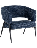 Lot de 2 fauteuils bleu nuit tissu et métal noir 71x70x75 cm Almarino