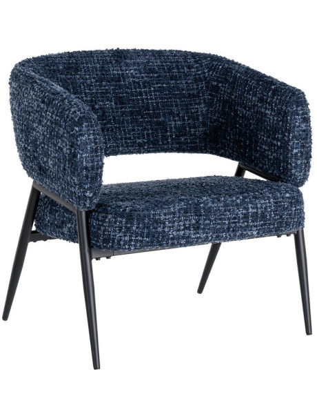 Lot de 2 fauteuils bleu nuit tissu et métal noir 71x70x75 cm Almarino Ixia - 1