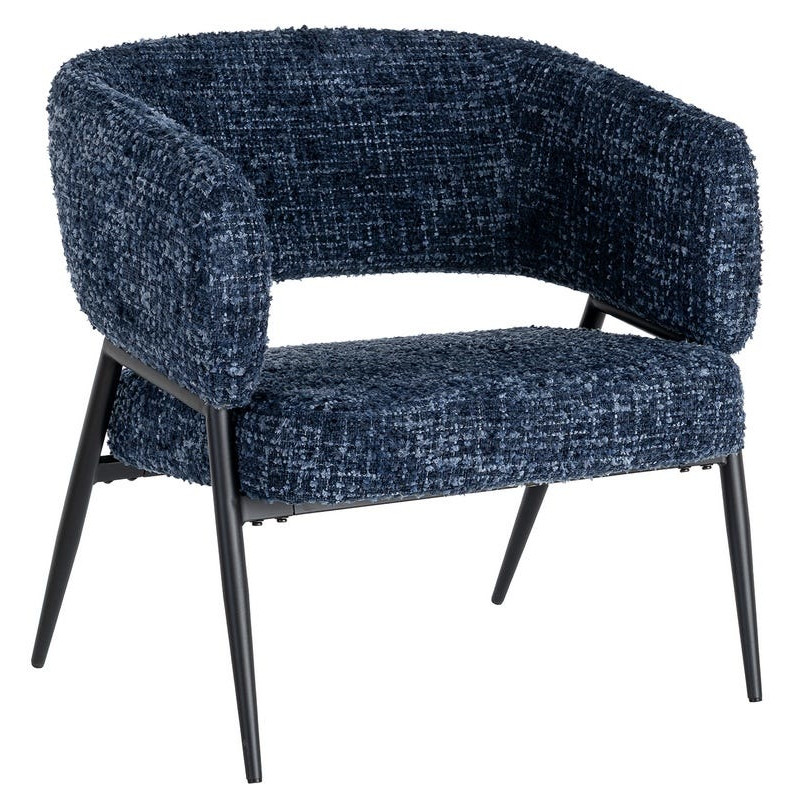 Lot de 2 fauteuils bleu nuit tissu et métal noir 71x70x75 cm Almarino Ixia - 1