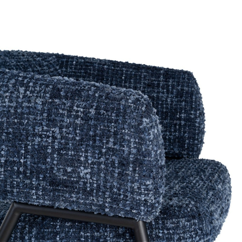 Lot de 2 fauteuils bleu nuit tissu et métal noir 71x70x75 cm Almarino Ixia - 3