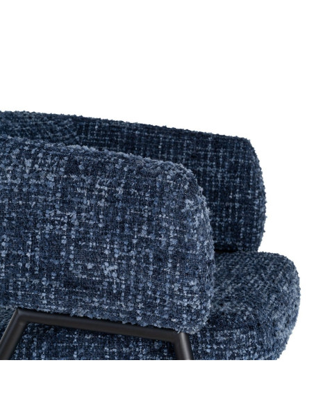 Lot de 2 fauteuils bleu nuit tissu et métal noir 71x70x75 cm Almarino Ixia - 3