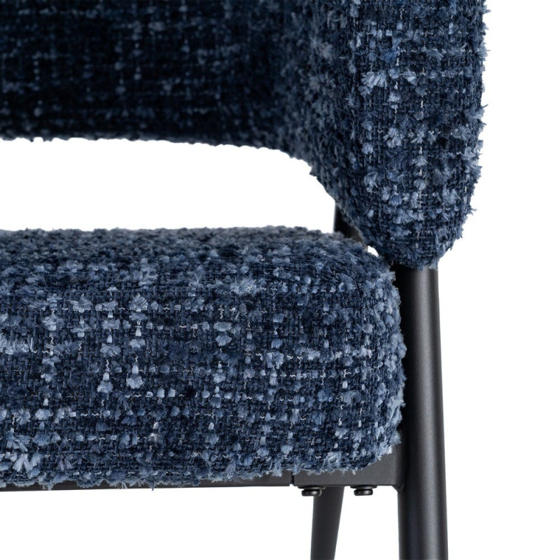 Lot de 2 fauteuils bleu nuit tissu et métal noir 71x70x75 cm Almarino Ixia - 4
