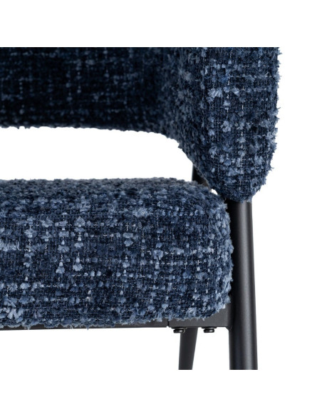 Lot de 2 fauteuils bleu nuit tissu et métal noir 71x70x75 cm Almarino Ixia - 4