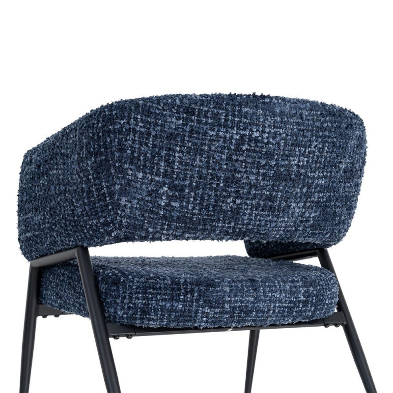 Lot de 2 fauteuils bleu nuit tissu et métal noir 71x70x75 cm Almarino Ixia - 5