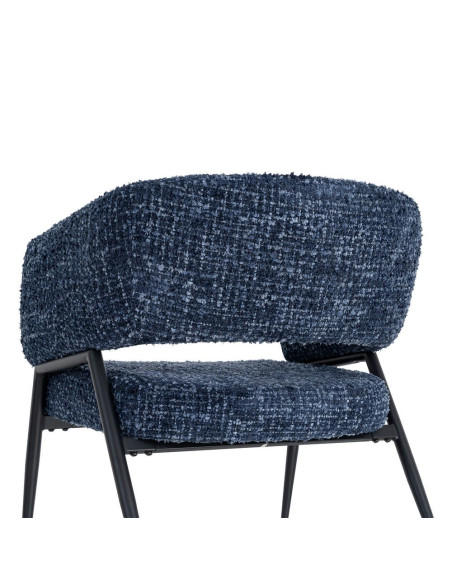 Lot de 2 fauteuils bleu nuit tissu et métal noir 71x70x75 cm Almarino Ixia - 5