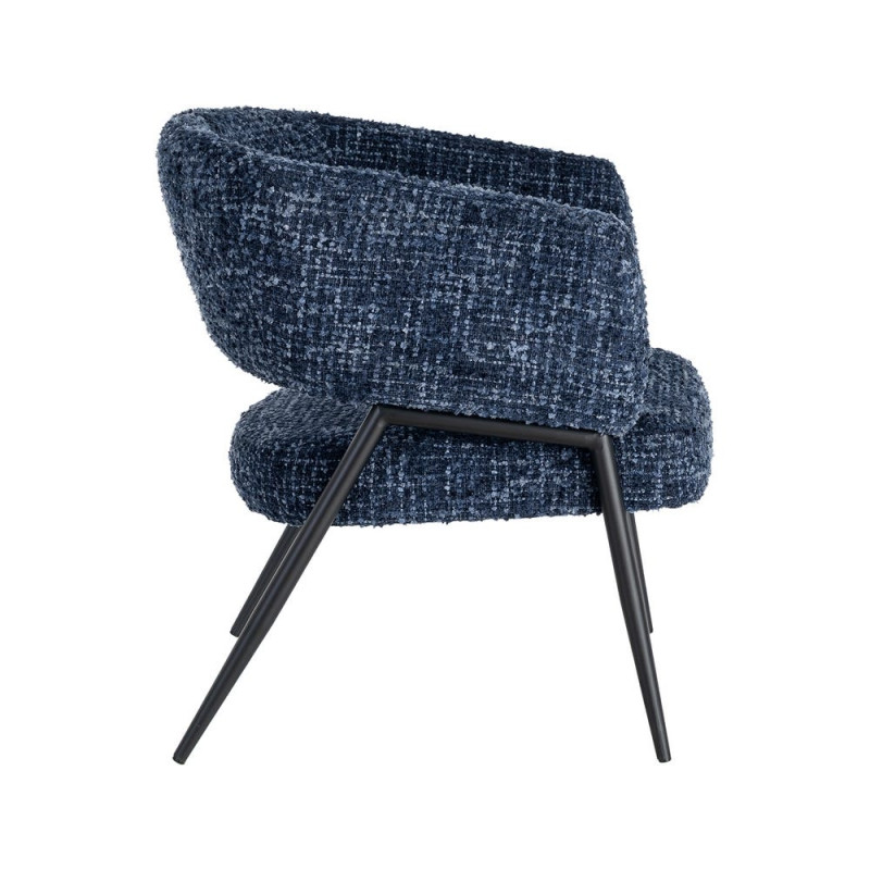 Lot de 2 fauteuils bleu nuit tissu et métal noir 71x70x75 cm Almarino Ixia - 6