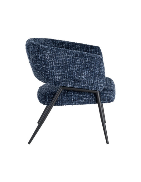 Lot de 2 fauteuils bleu nuit tissu et métal noir 71x70x75 cm Almarino Ixia - 6
