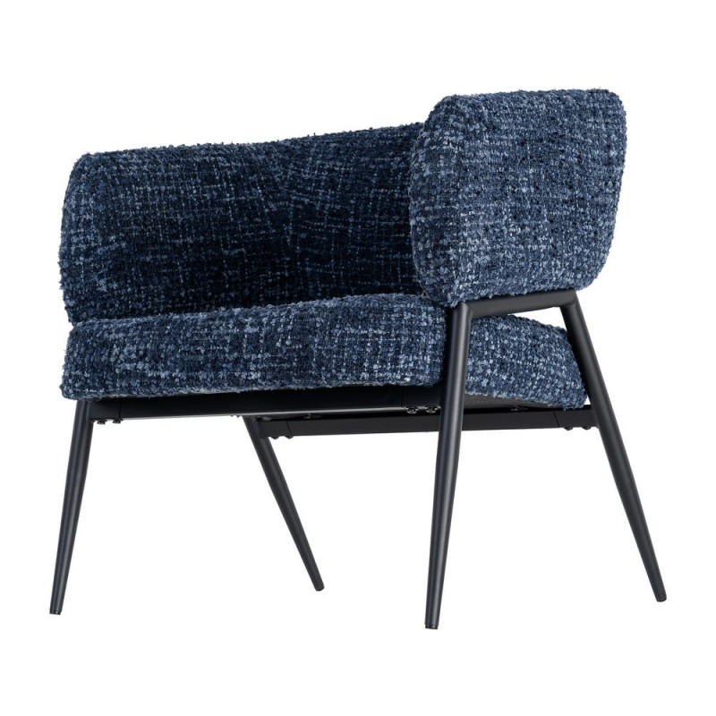 Lot de 2 fauteuils bleu nuit tissu et métal noir 71x70x75 cm Almarino Ixia - 8
