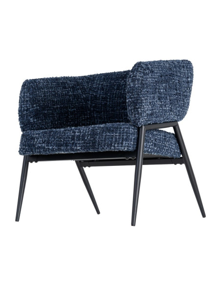 Lot de 2 fauteuils bleu nuit tissu et métal noir 71x70x75 cm Almarino Ixia - 8