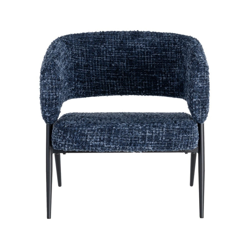 Lot de 2 fauteuils bleu nuit tissu et métal noir 71x70x75 cm Almarino Ixia - 9